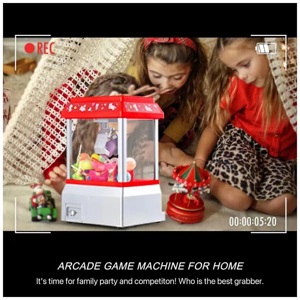 Mini Máquina de Garra para Crianças VISATOR Rosa e Branco com Brinquedos e Música, Dispenser de Prêmios para Festa e Diversão em Casa