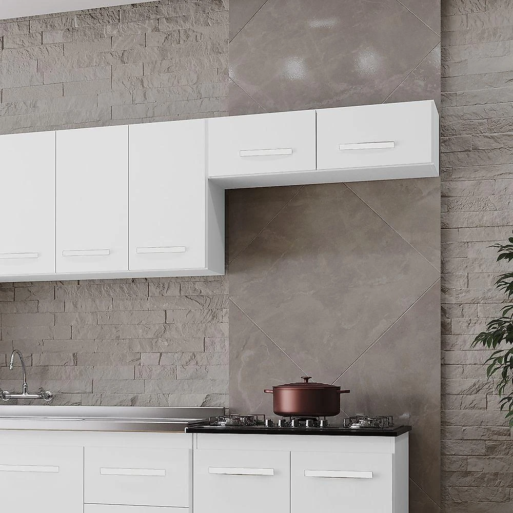 Armário Aéreo Geladeira Mara 2 Portas 2 Prateleiras MDP 79CM Branco