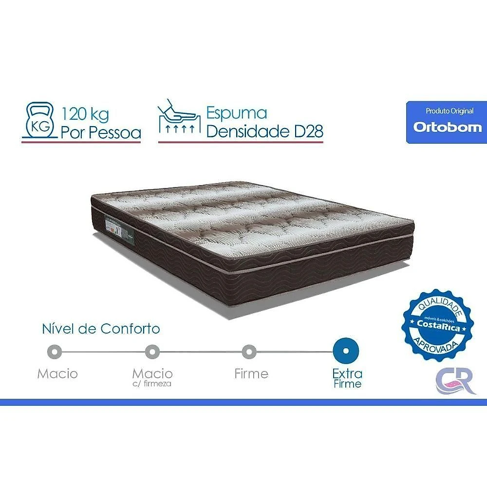 Colchão Solteiro Espuma D28 Euro Pillow 88x188x23CM Branco Ortobom