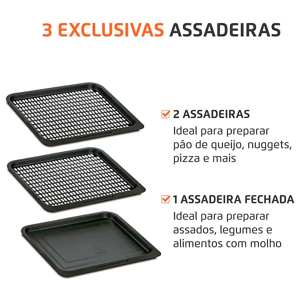 Fritadeira Air Fryer Forno Oven 12L Mondial AFON-12L-BI 2000W Preto com Inox - 127V