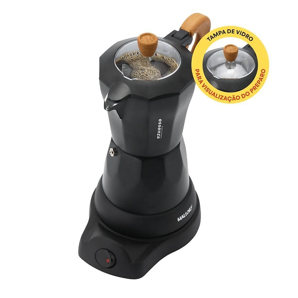 Cafeteira Italiana Elétrica Mallory Essenza 3 Xícaras Preto 220V
