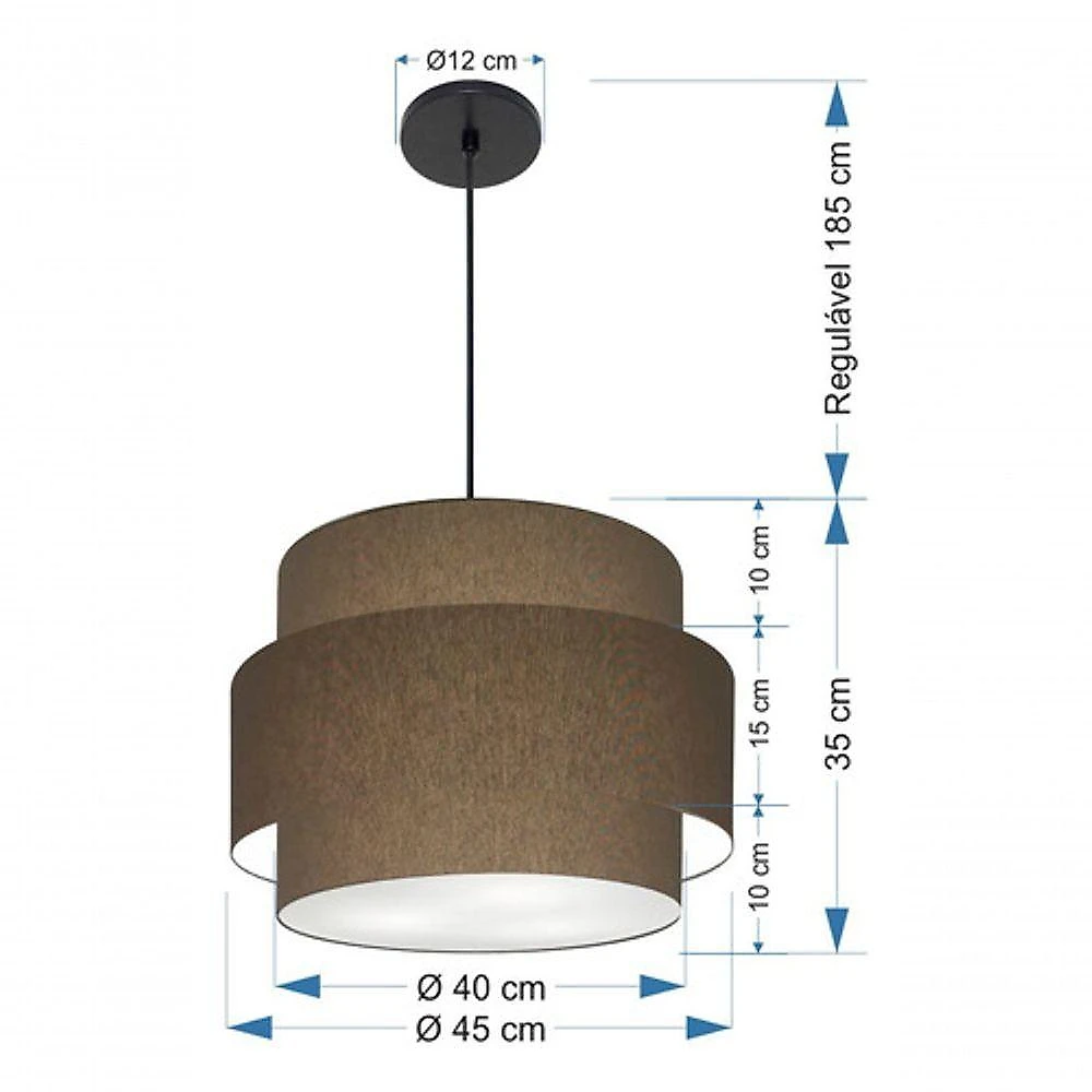 Lustre Para Sala De Jantar Vivare Md-4393 Cúpula Em Tecido 45cm Cáqui 127/220v