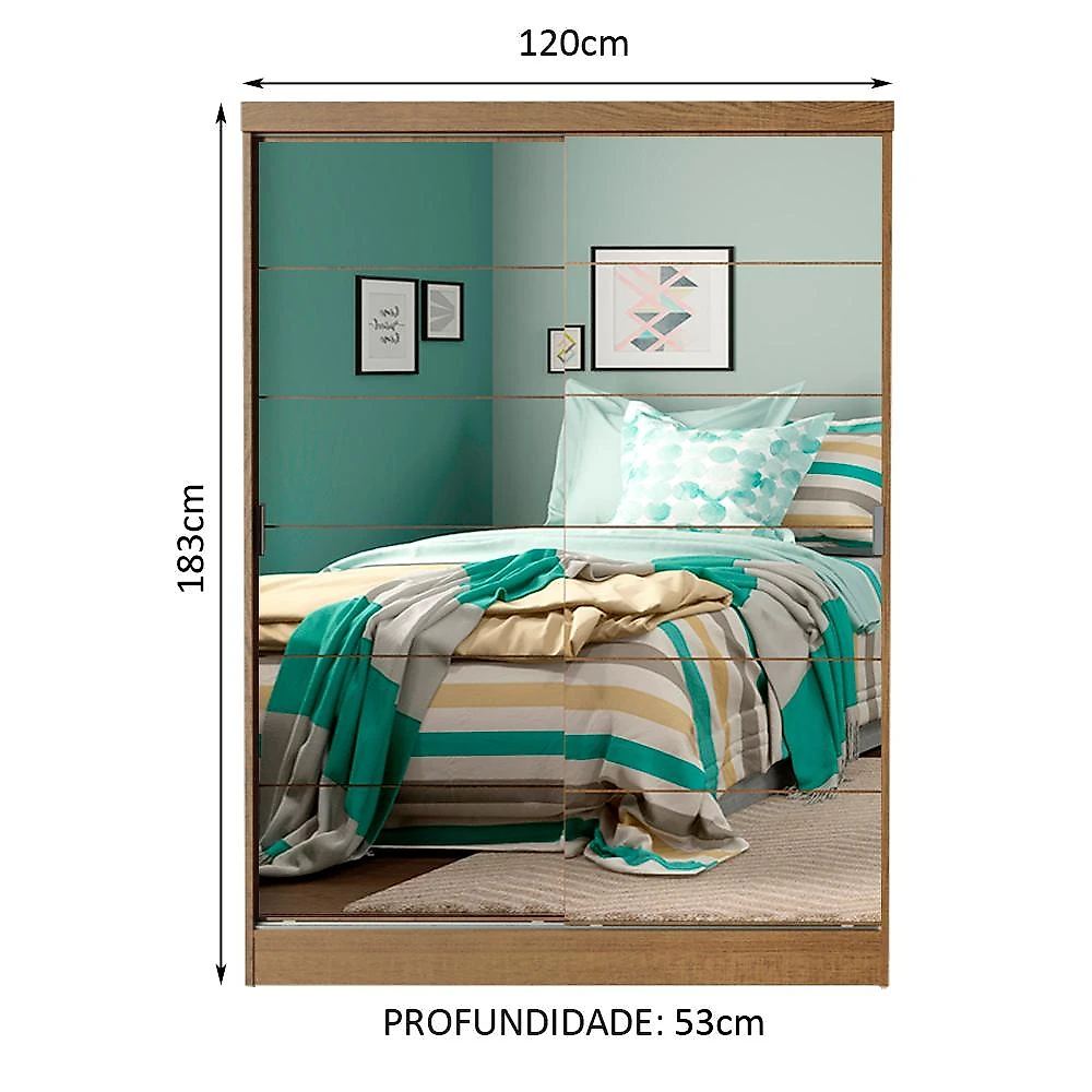 Quarto Completo com Guarda Roupa Luke e Cabeceira com 2 Mesas Laterais Madesa - Rustic Rustic