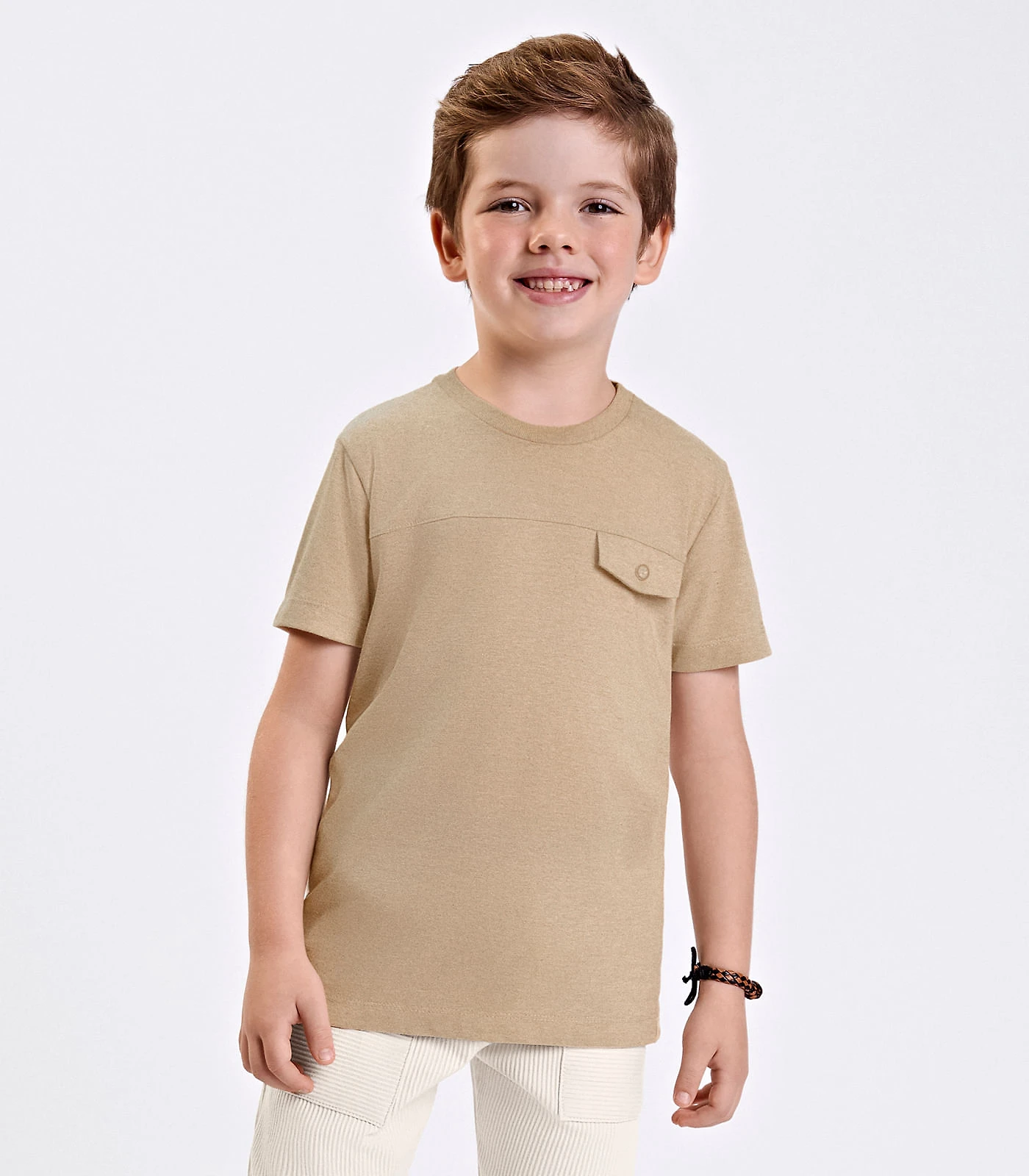 Camiseta Verão Menino Manga Curta Trick Nick Bege