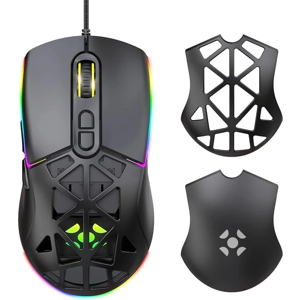 Mouse Gamer Fortrek Striker Colmeia para PC DPI 12800 RGB com Fio Preto