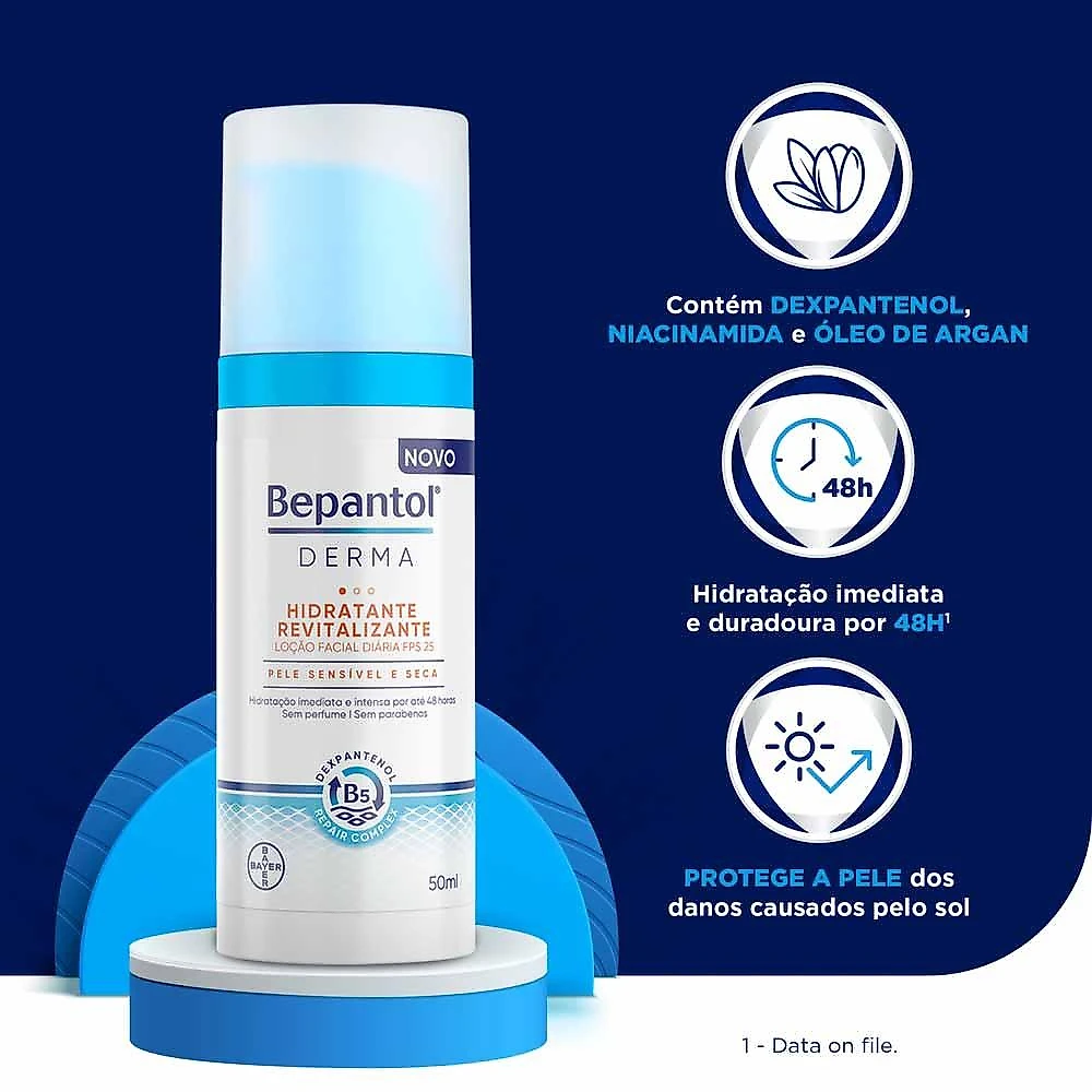 Bepantol derma hidratante revitalizante - loção facial diária fps25 50ml