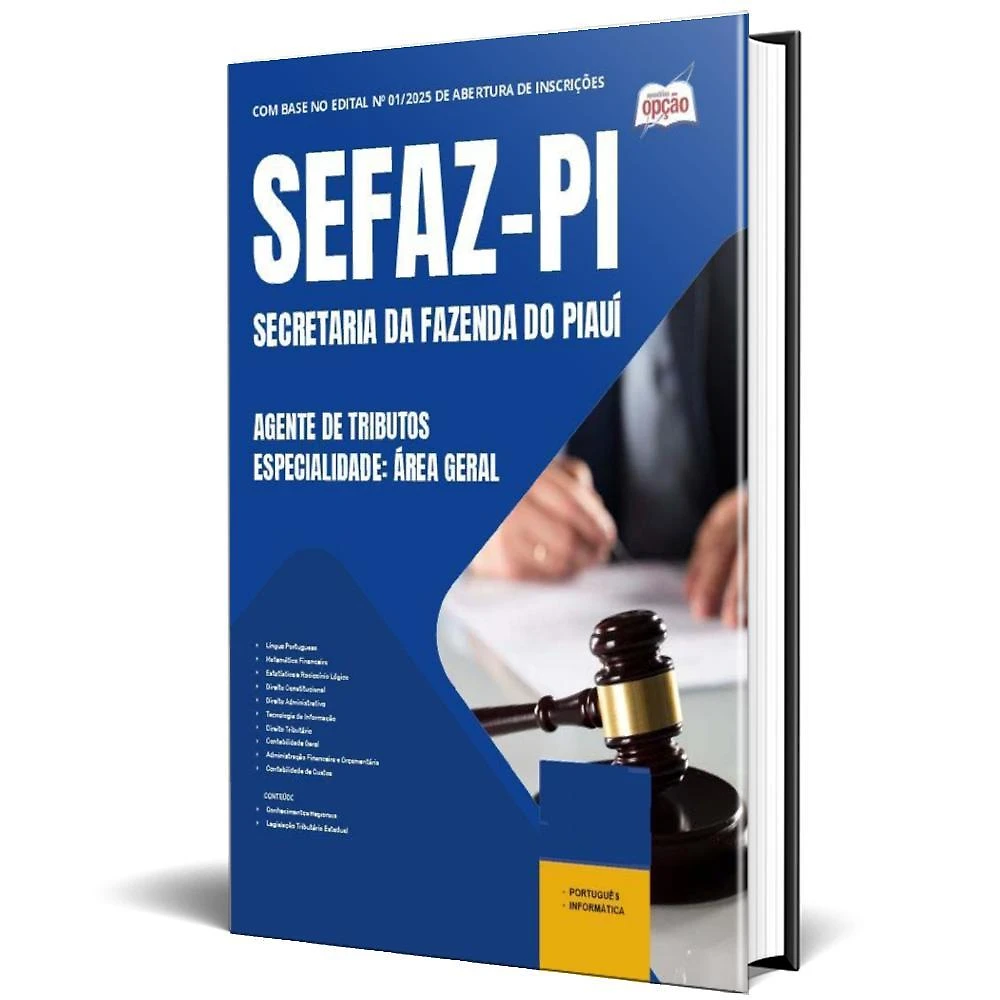 Miniatura Apostila Sefaz Pi 2025 Agente Tributos Especialidade: Área