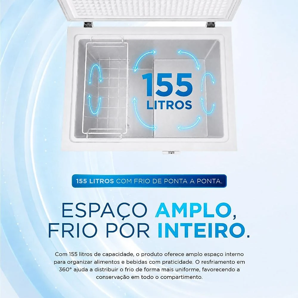 Freezer e Conservador Horizontal EOS 155 Litros Digital Tripla Ação Max Inverter Branco EFH151IDX Bivolt