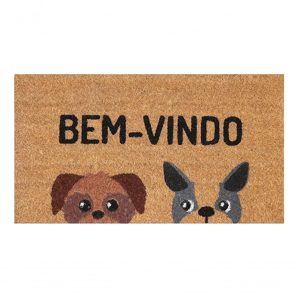 Capacho Fibra De Coco Cachorros Marrom E Preto 60x33cm - Uzoo Capacho Fibra De Coco Rt 60x33cm Cachorros Marrom E Preto