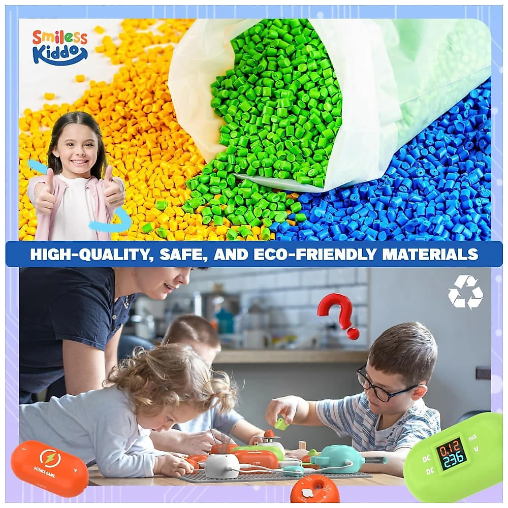 Kit de Ciência e Eletrônica para Crianças SMILESSKIDDO com Mais de 420 Projetos, 35 Peças de Circuitos - Brinquedo Educacional STEM