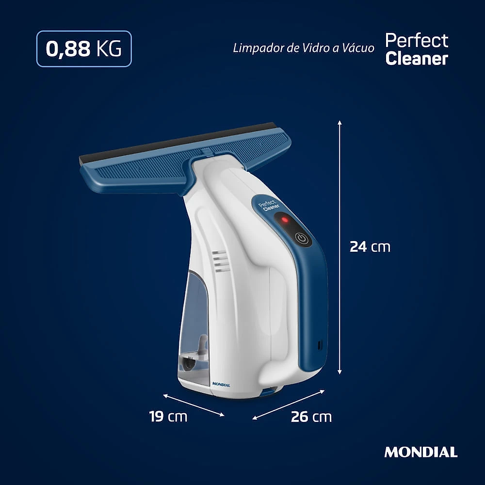 Limpador de Vidro a Vácuo Perfect Cleaner Mondial Branco/Azul LV-01-BI BIVOLT