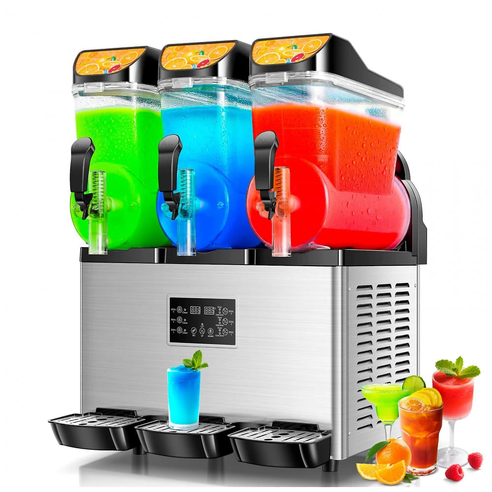 Máquina de Slush Raspadinha EKway 45L Triplo Tanque Comercial Margarita Frozen 110V