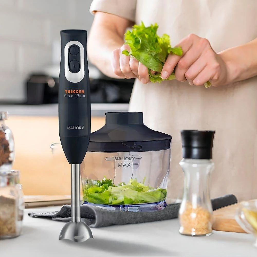 Mixer e Processador 3 em 1 Mallory Trikxer Chefpro 500W Black Inox Preto com Copo 800ML 110V