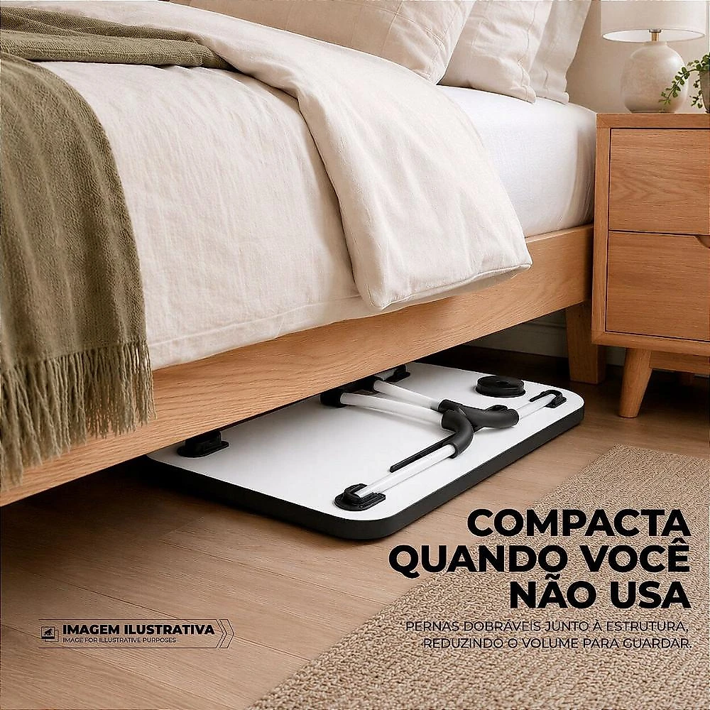 Mesa de Notebook Multiuso Armor Portátil Dobrável Preta para Cama e Sofá com Porta-Tablet e Porta-Copos - Gshield