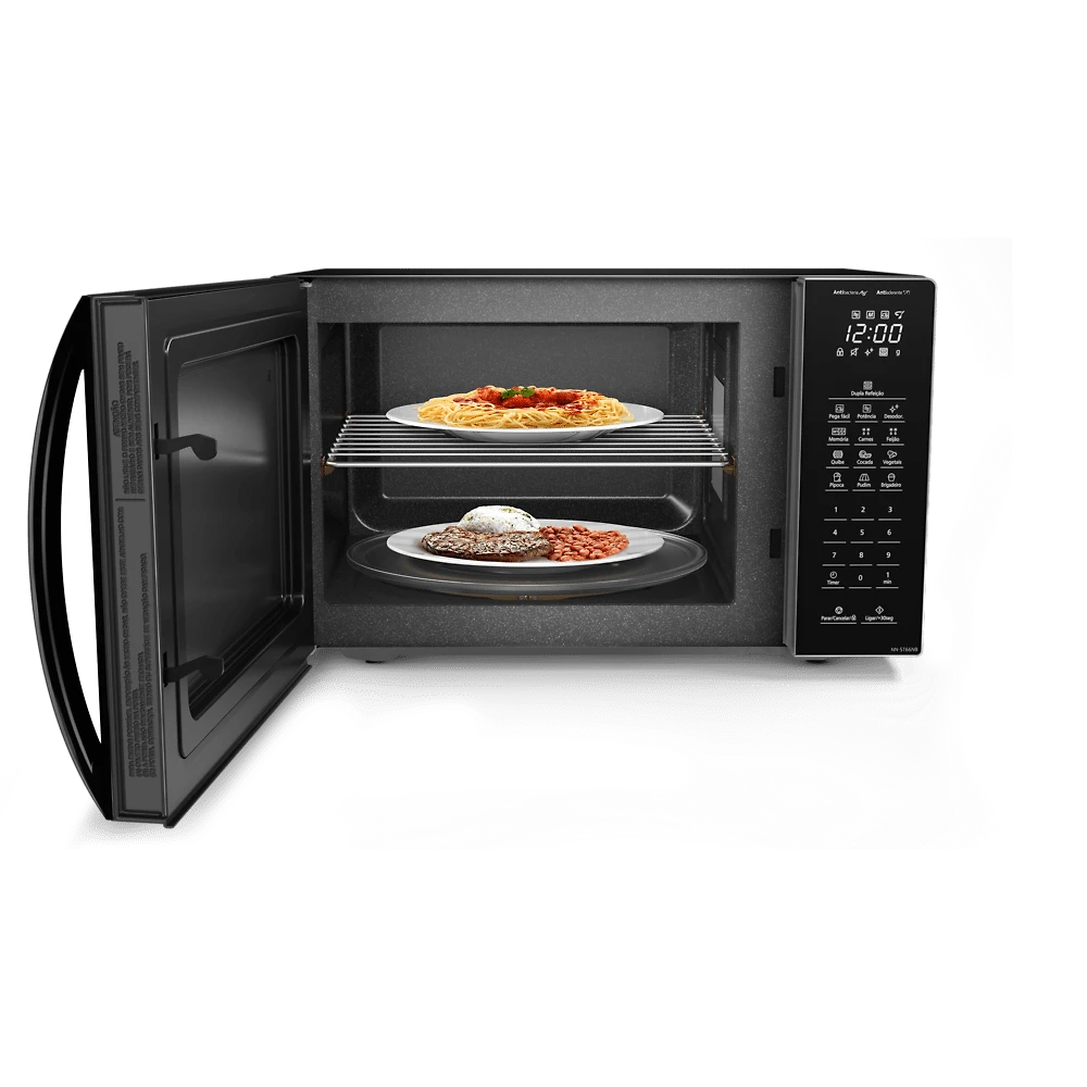 Miniatura Microondas Panasonic  Dupla Refeição 34L Black Glass - NN-ST66NBRU 110v
