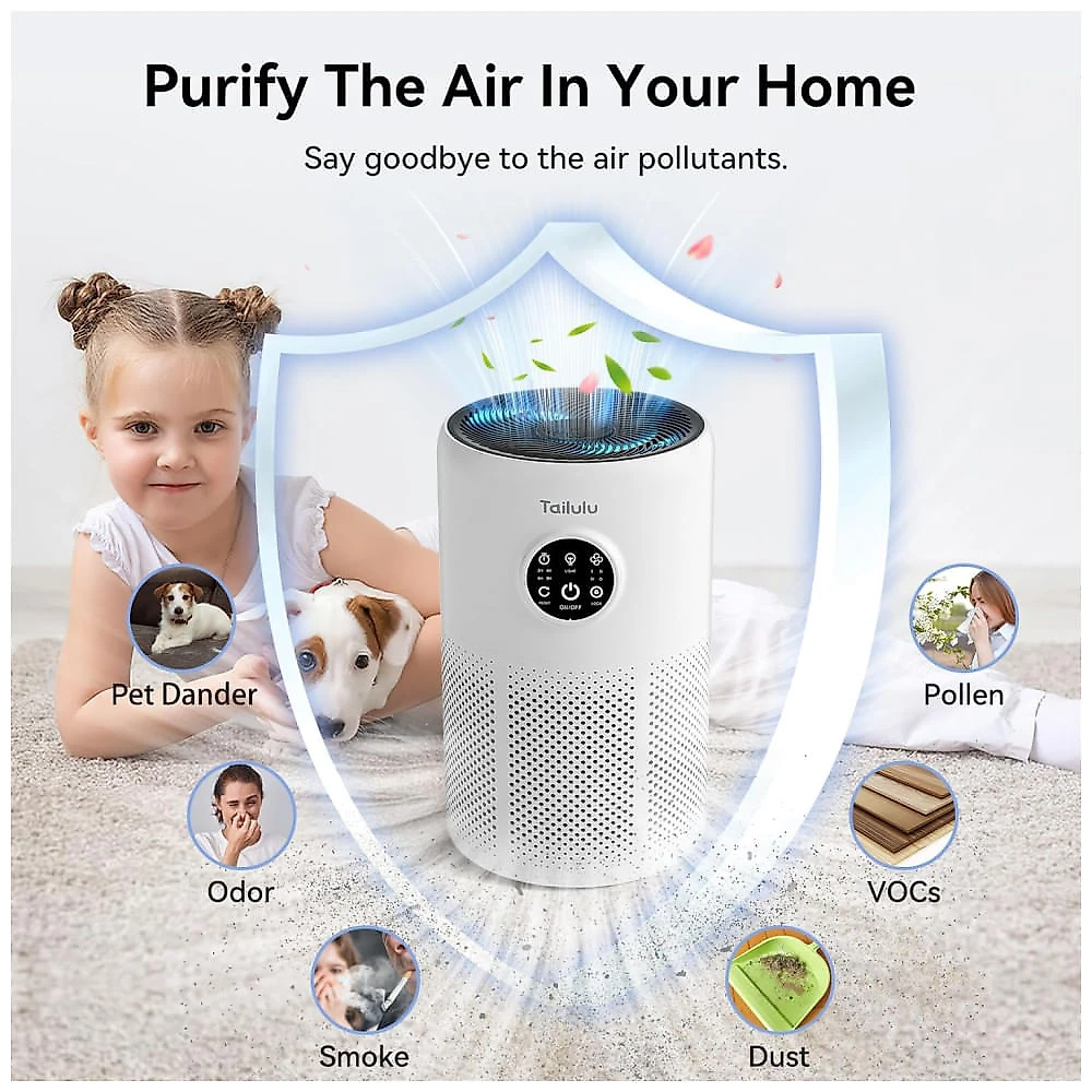 Purificador de Ar para Ambientes até 126m² com Filtro H13 HEPA, Temporizador, Função de Aromaterapia, Esponja, Baixo Ruído e Economia de Energia, 110v