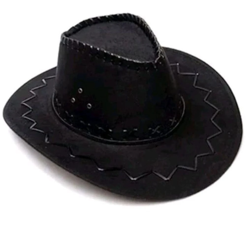 Chapéu De Cowboy Unissex Estilo Camurça Com Abam Custura Externa Robustica Cor:preto