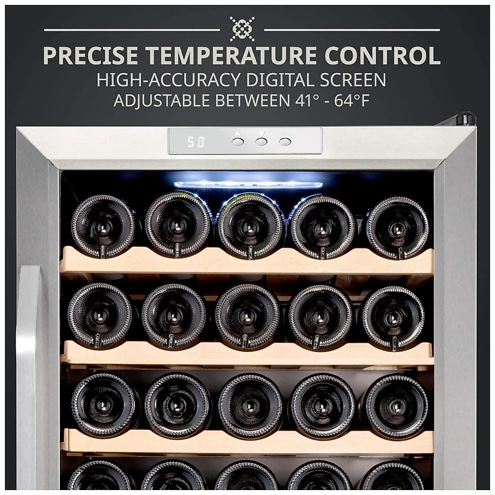 Adega Climatizada de Zona Única para 34 Garrafas com Controle Digital, 110V, Ivation, Prata