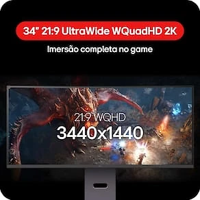 Miniatura Monitor Gamer Curvo 34” LG UltraGear 34G600A-B QuadHD UltraWide 160Hz 1ms FreeSync Premium HDR10
