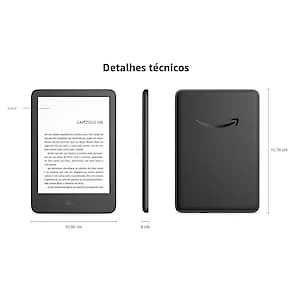 E-Reader Kindle 11ª Geração Amazon com 16GB, Luz integrada e Wi-Fi - Preto