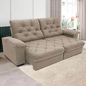 Sofá 4 Lugares Linoforte Luggero Retrátil e Reclinável Revestido em Tecido Suede - 230cm de largura