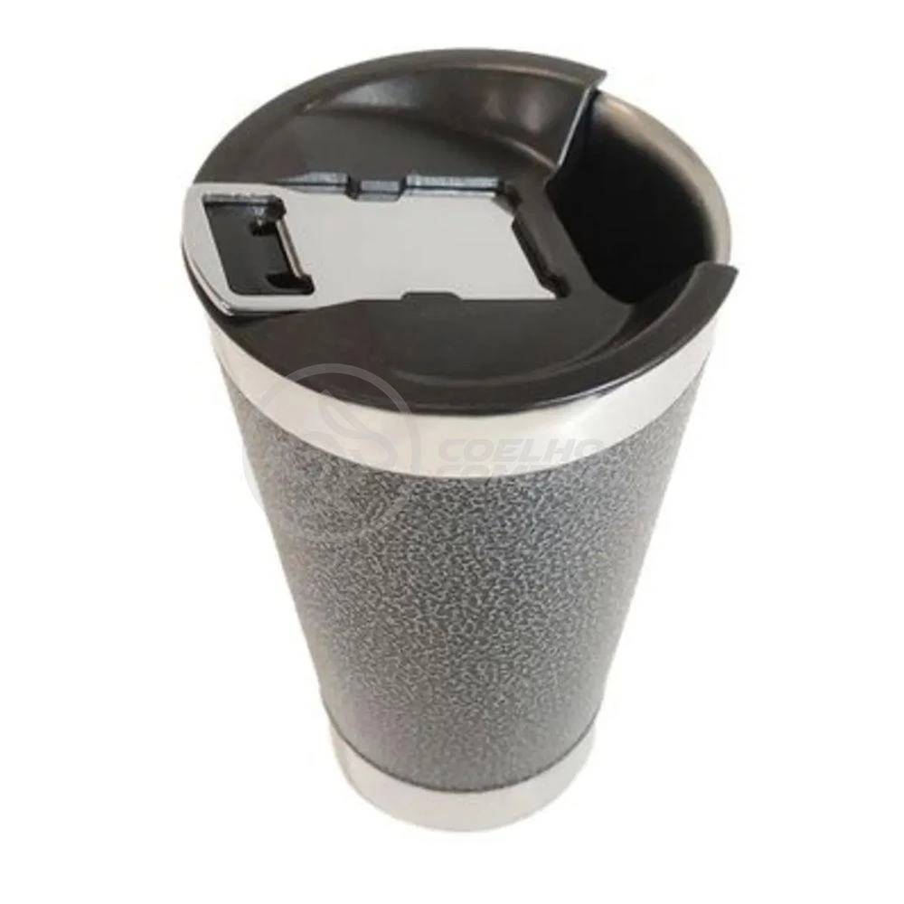 Copo Térmico C/ Tampa E Abridor 473Ml Inox - Preto