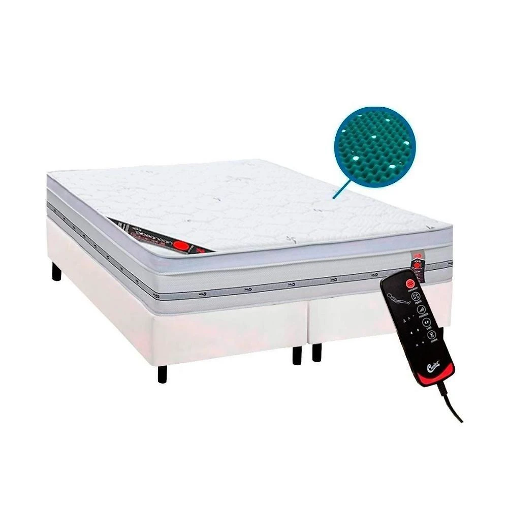 Cama Box Queen Magnético com Massagem Niponpedic Molas Ensacadas Branco Castor