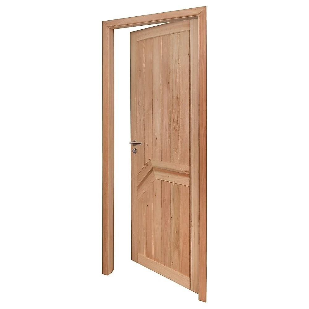 Kit Porta de Madeira Eucalipto Rondosul P13 Externa, Abertura à Direita 213x85 cm