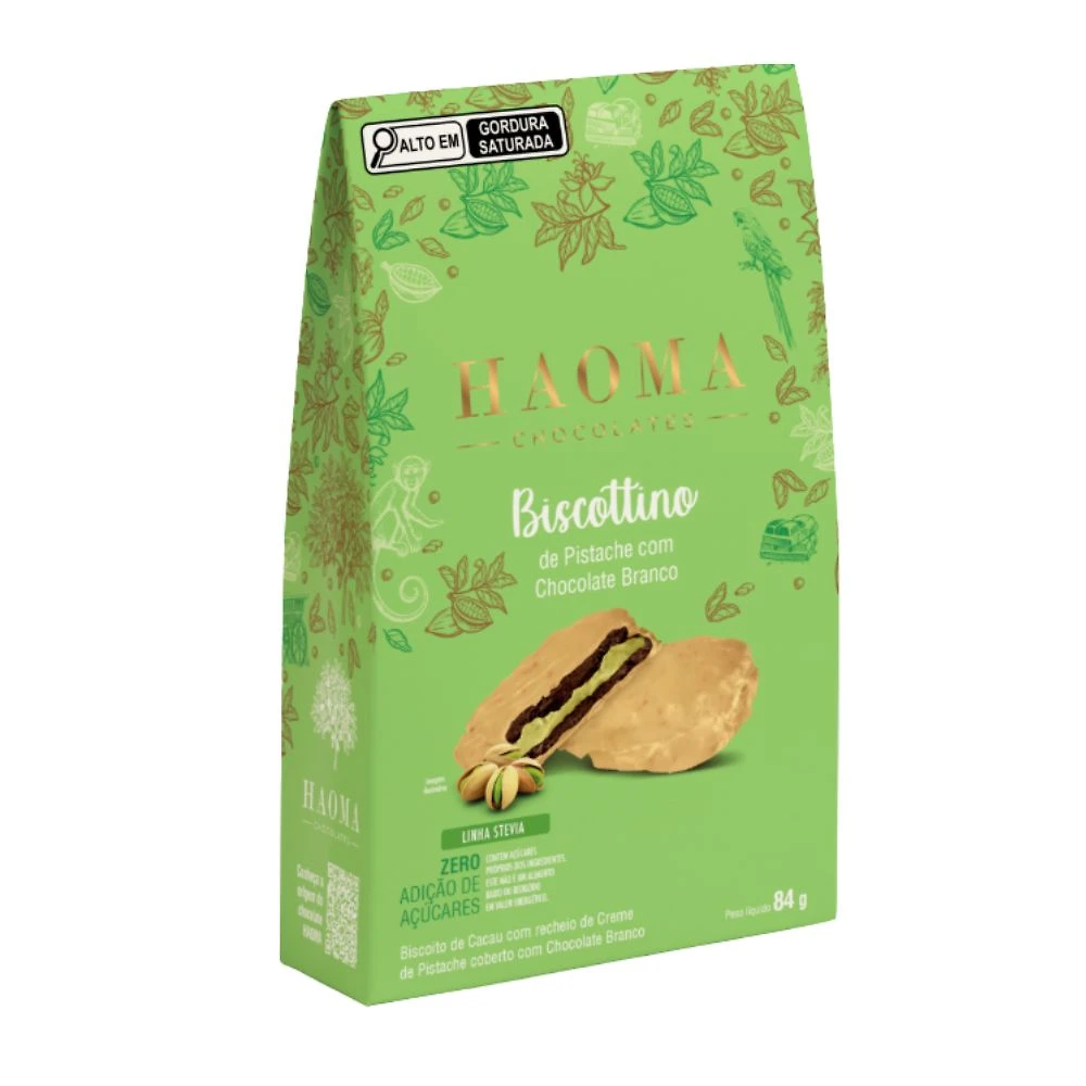 Biscottino Haoma De Pistache Com Chocolate Branco 84g