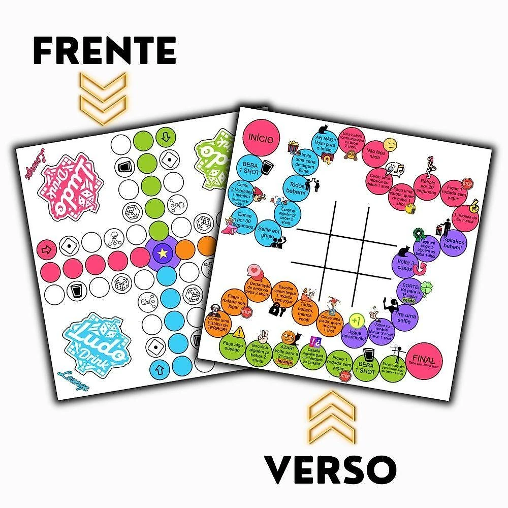Jogo de Tabuleiro Ludo Drink Tpc com 16 Copos de Acrílico Transparente para Festas e Reuniões