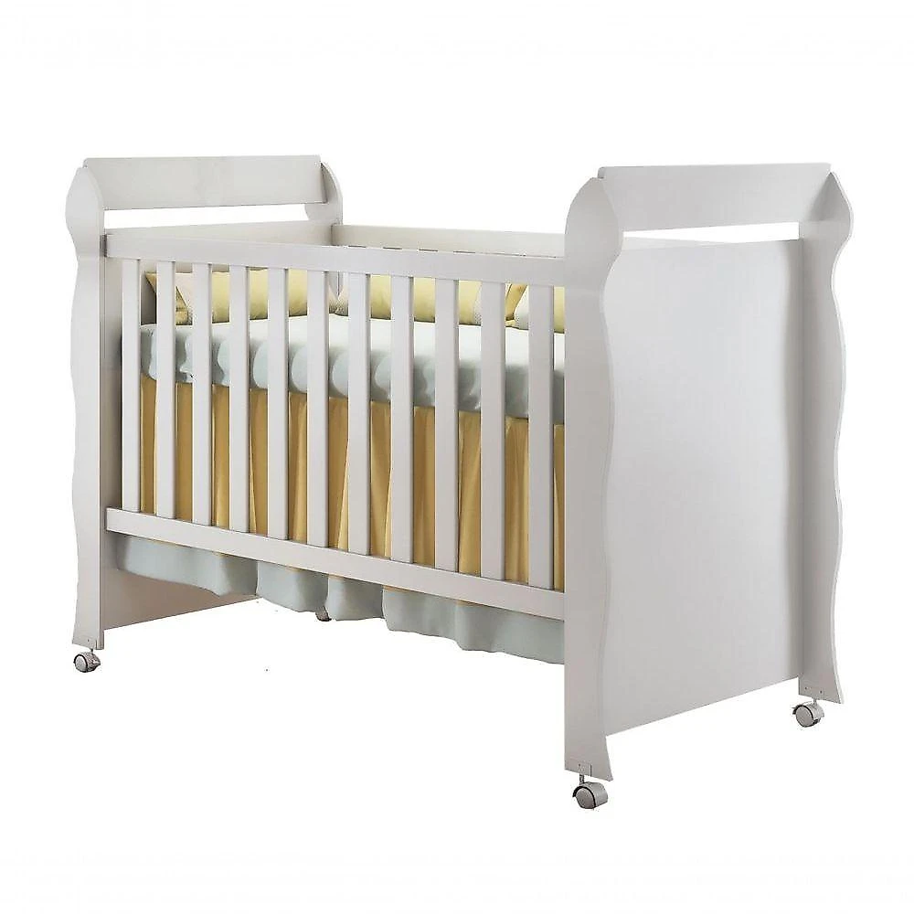 Quarto De Bebê Ariel 4 Portas Com Berço Americano Mirelle Branco Brilho - Carolina