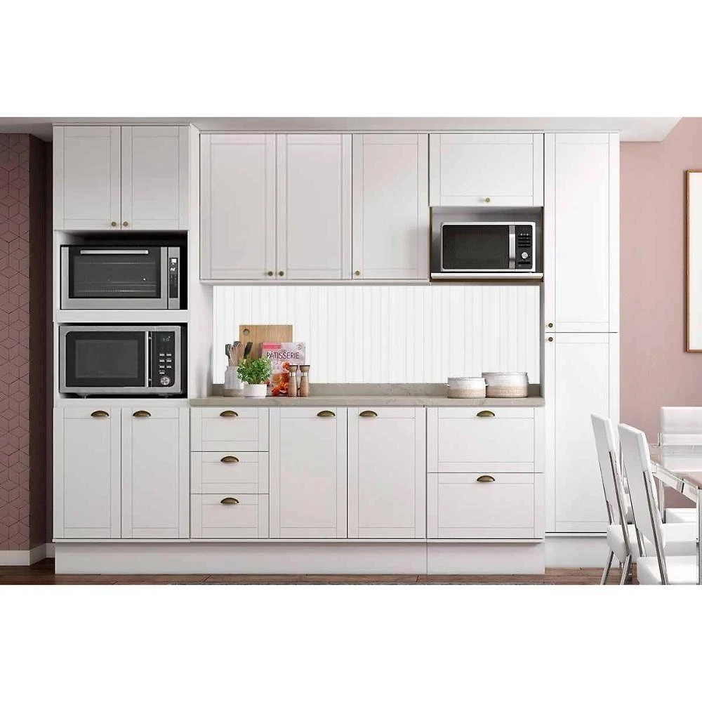 Kit Cozinha Bella C9P24 9 Peças 4 Portas 5 Gavetas MDF Branco Carraro