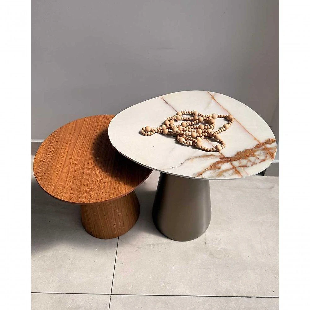 Conjunto de Mesas Laterais Duo Verona Orgânico MDF 51CM e 41CM Amadeirado webcontinental-7908433534839