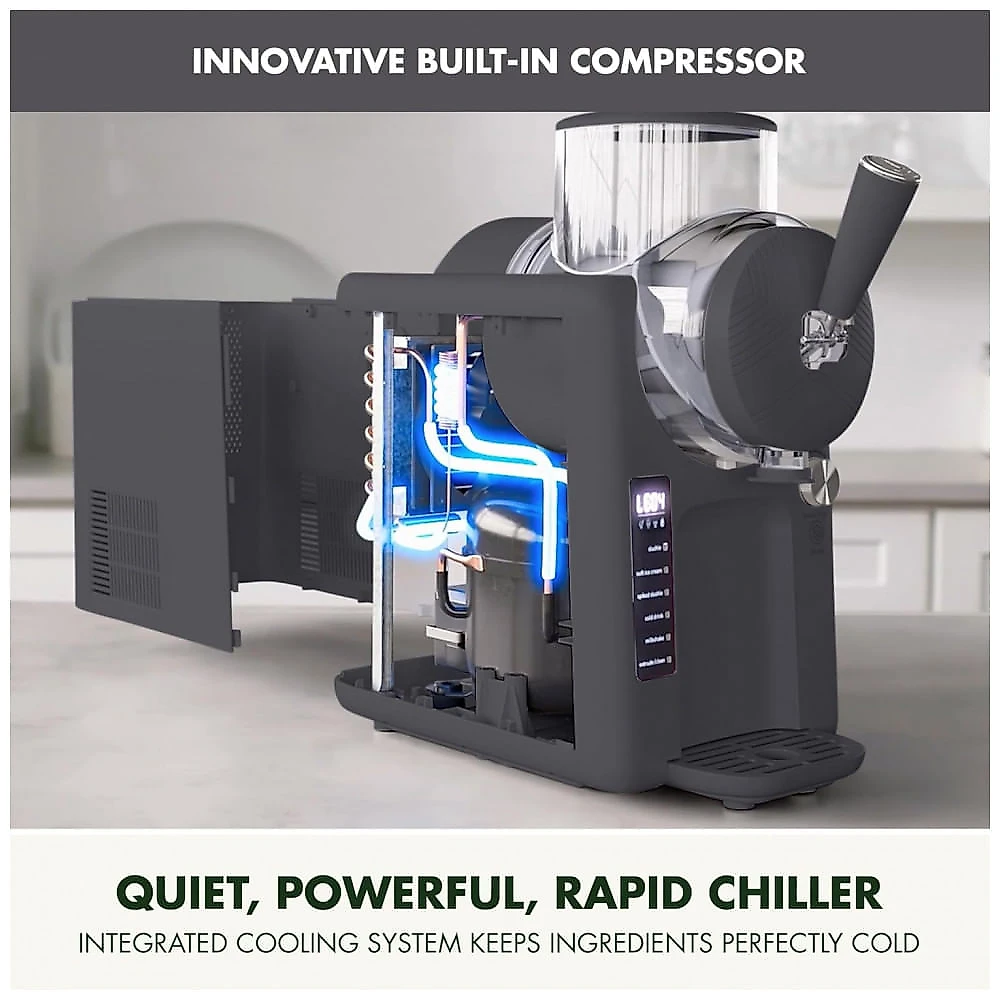 Máquina de Sorvete e Bebidas Congeladas GreenPan Frost 15-em-1, Cinza, Compressor Integrado, 6 Modos 7 Texturas, Sem Pré-congelamento, CC009823-001