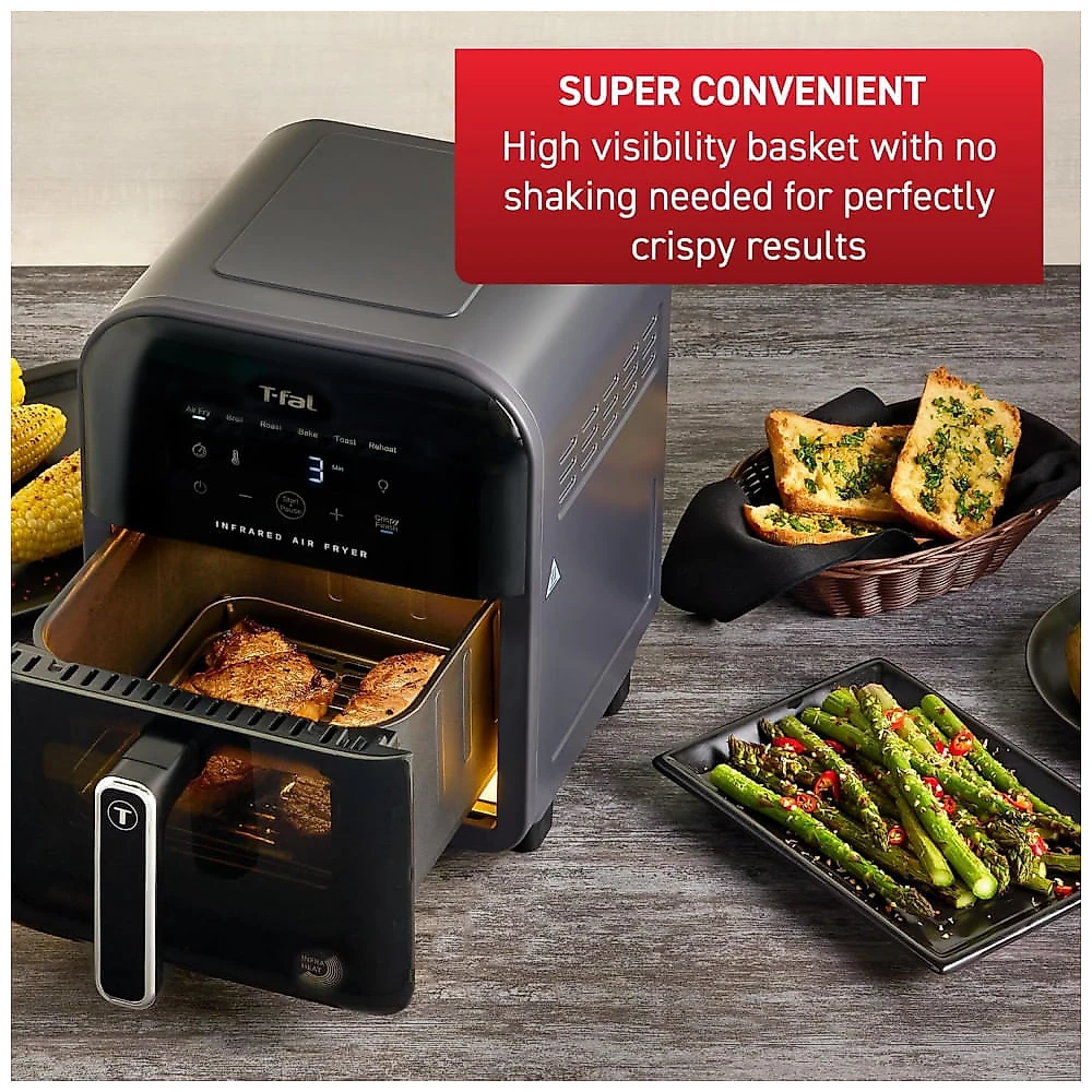 Air Fryer Fritadeira de Ar com Tela Digital de 5,6L e 7 Funções de Cozimento, 110V 1550W, T Fal, Preta 110v
