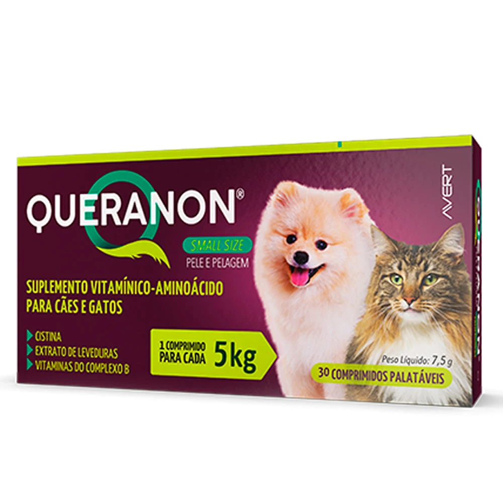 Queranon Small Size para Cães e Gatos com 30 Comprimidos Palatáveis