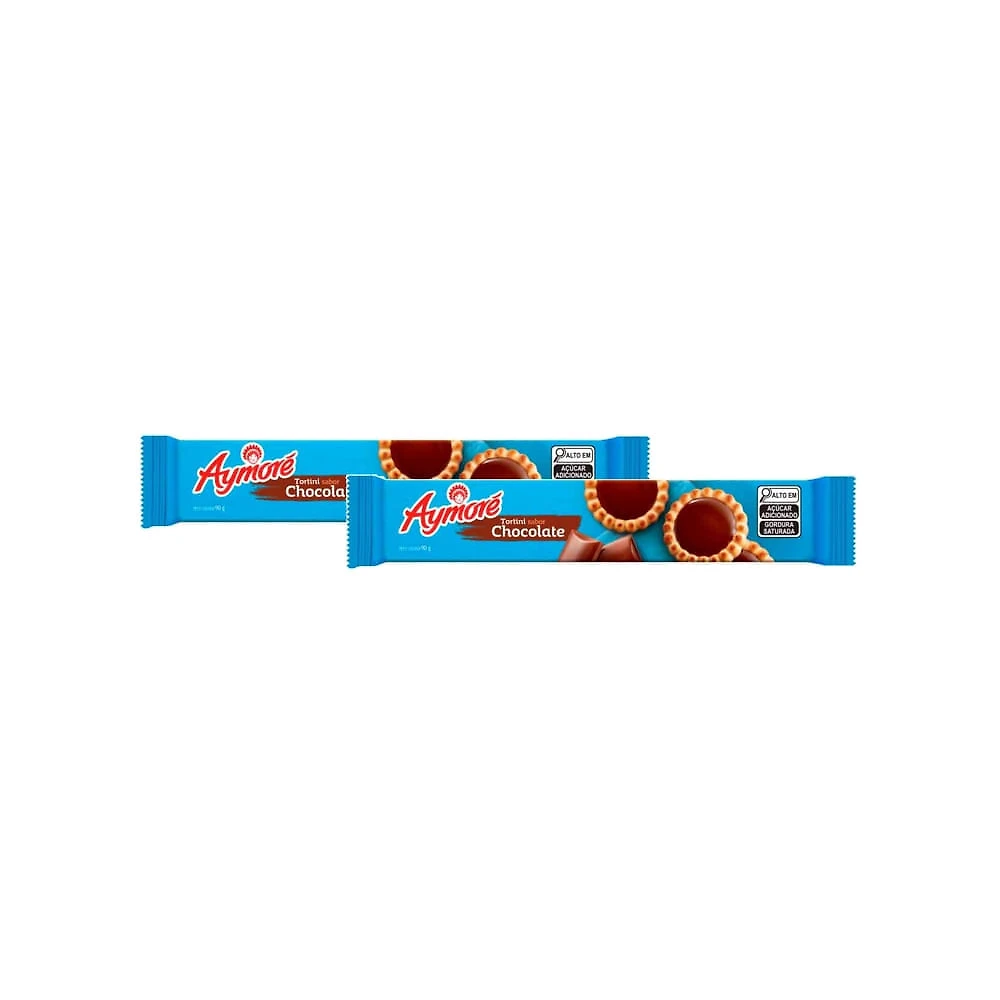 Kit 2 Biscoito Aymoré Tortini Sabor Chocolate 90g