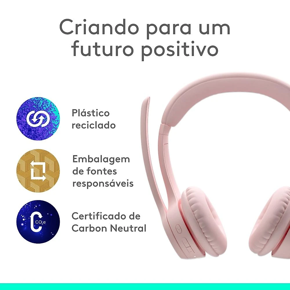 Headset Sem Fio Logitech Zone 300 - Rosa