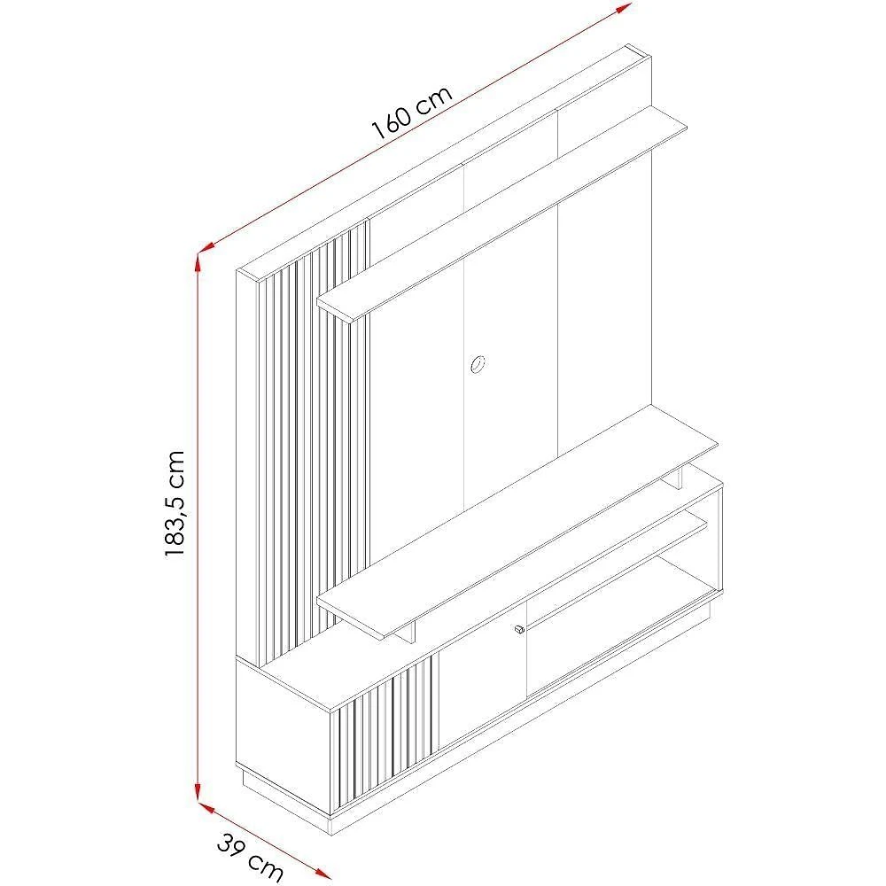 Miniatura Estante Home Para Tv 65 Polegadas Ares Cinamomo Off White Madetec