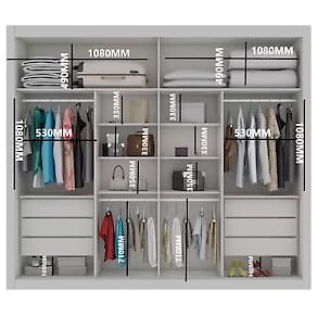 Miniatura Guarda-Roupa Casal Europa Triunfo Flex 2 Portas de Correr com Espelho 6 Gavetas Internas MDP e MDF - 226cm de Largura Branco