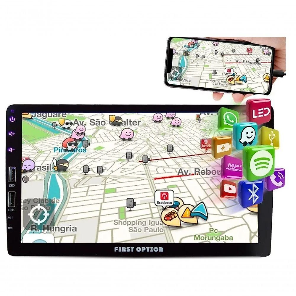 Dvd 2 Din Central Multimídia Universal 9 Pol Mp5 Bt