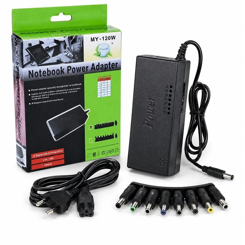 Carregador Universal para Notebook Bivolt 12V a 24V 120W com Plugs Ajustáveis MDM