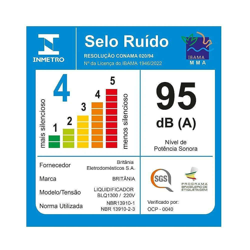 Liquidificador Britânia BLQ1300V Fortis Turbo 1400W 3L 220V