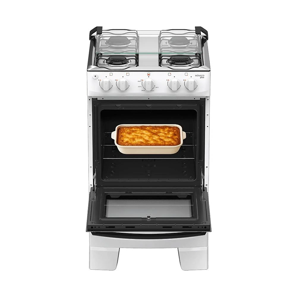 Fogão 4 Bocas Atlas Mônaco Plus com Mesa Inox - Bivolt Fogão 4 Bocas Atlas Mônaco Plus com Mesa Inox
