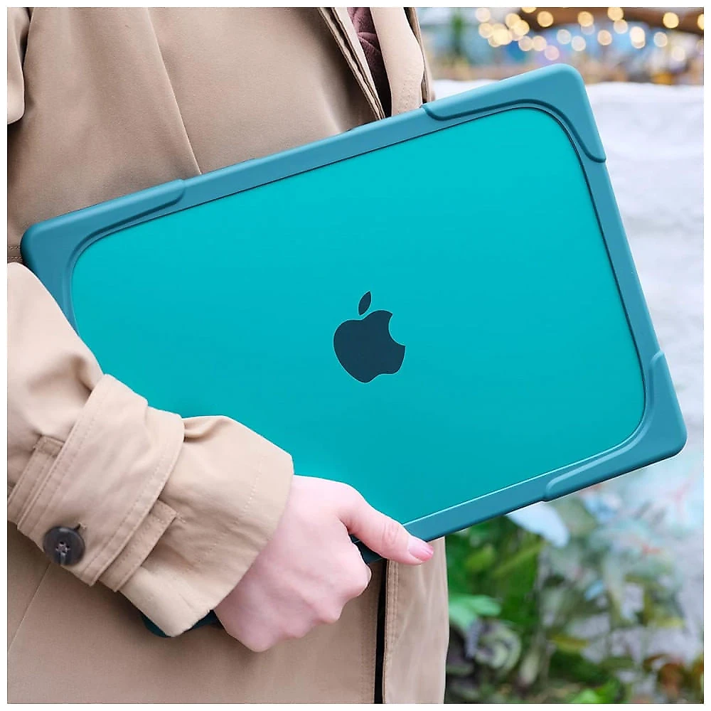 Capa Rígida Antichoque para MacBook Pro 16″ (Modelo A2485 – 2021/2022) com Suporte Dobrável e Acessórios – Cor Ciano escuro