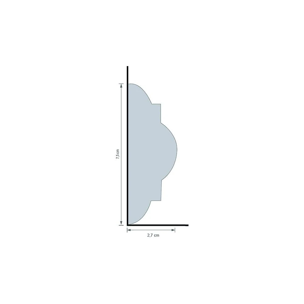 Rodameio de Poliestireno Frisado 7,5cm x 2,40m Rende 2,40 Metros Casa Grassi Rodameio de Poliestireno Scandian 2,4 m - Branco