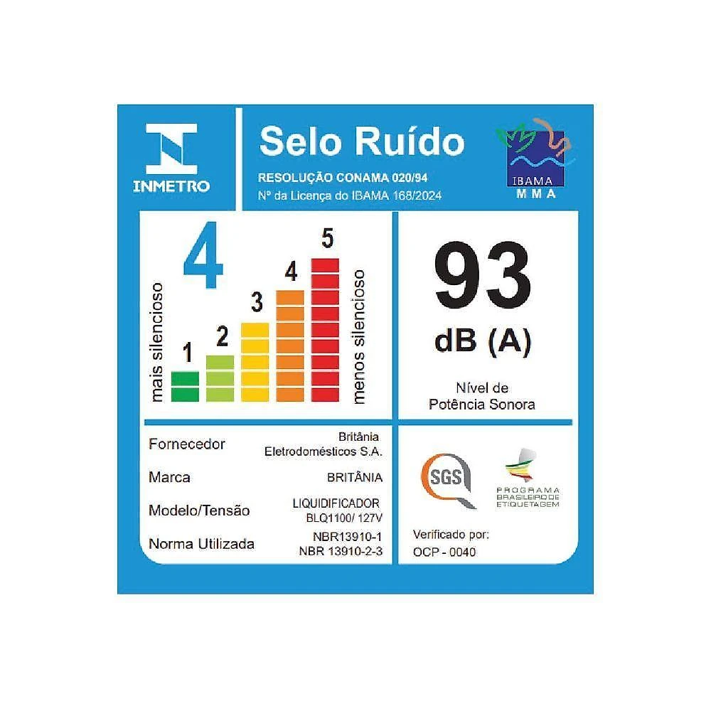 Liquidificador britânia blq1100 1100w 2,7l com pulsar ice autolimpeza 110v