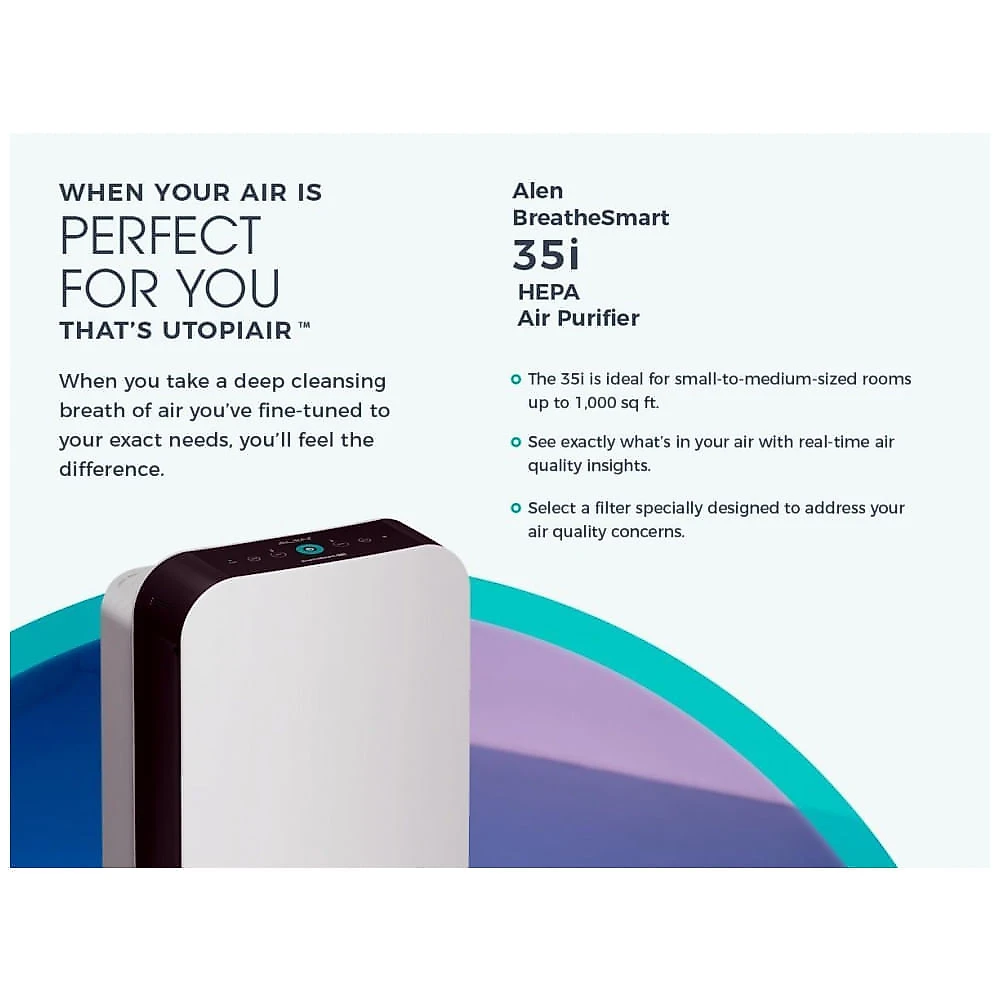 Purificador de Ar Alen BreatheSmart 35i com Filtro HEPA Médico e Neutralizador de Odores - Controle de Odores e Suporte à Qualidade do Ar em Ambientes Purificador de Ar Alen BreatheSmart 35i com Filtro HEPA Médico e Neutralizador de Odores - Controle de Odores e Suporte à Qualidade do Ar em