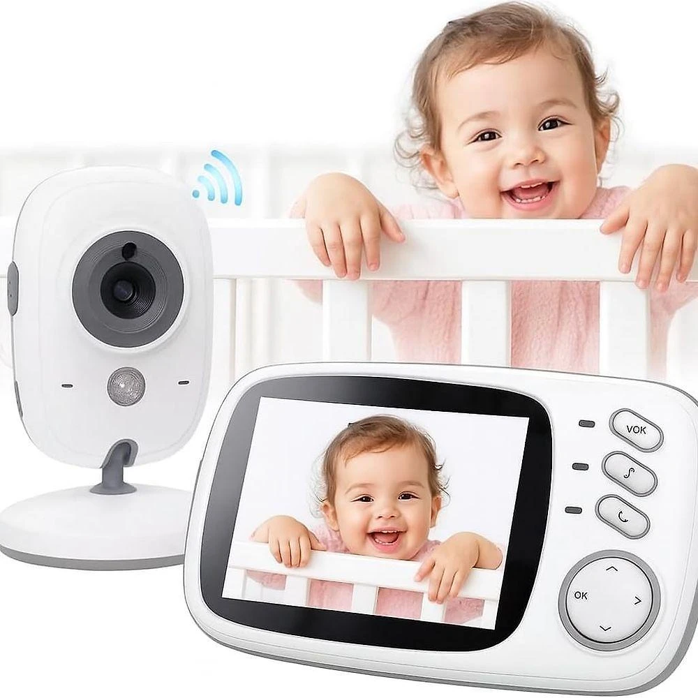 Babá Eletrônica Tela 3,2 Visão Noturna Áudio Bidirecional Canção de Ninar Branco
