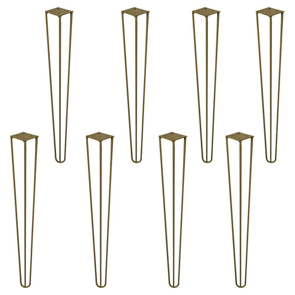 Kit 8 Pés De Metal 60 Cm Legs Mesa De Canto Aparador Dourado
